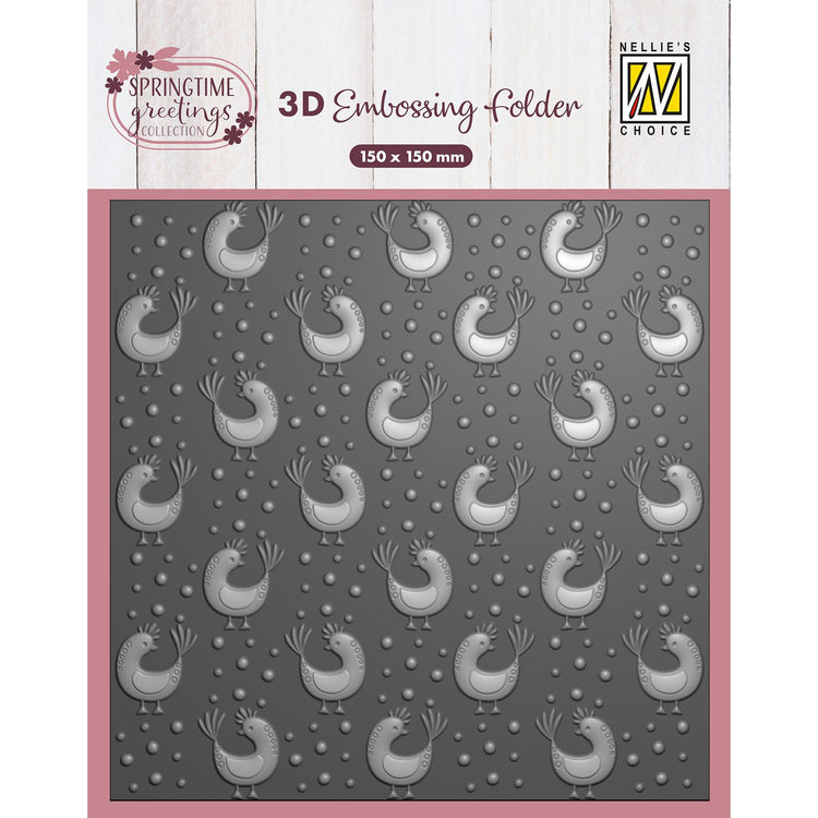 Nellie's choice • 3d embossing folder achtergrond kippen 15x15cm