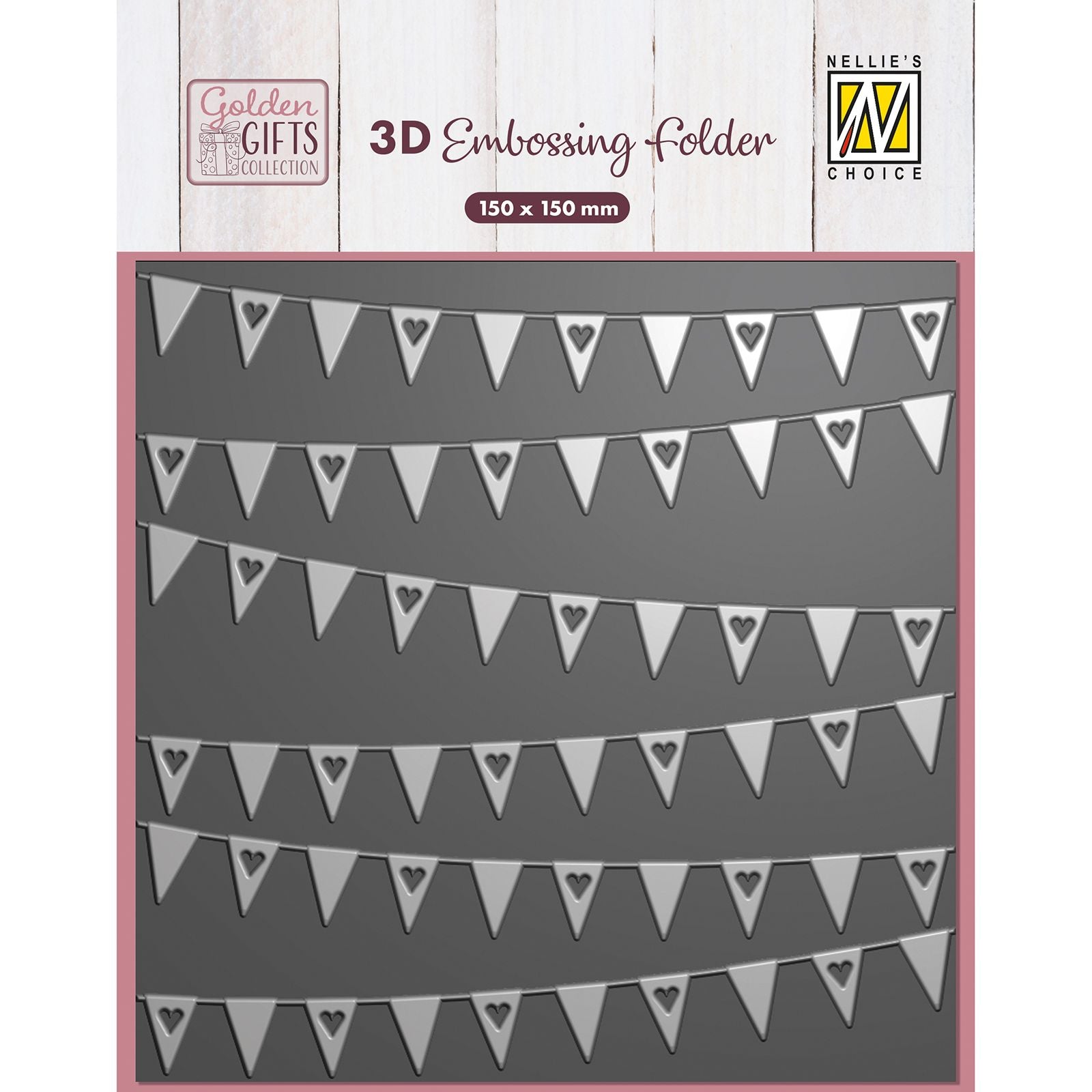 Nellie's choice • 3d embossing folder achtergrond vlaggetjes 15x15cm
