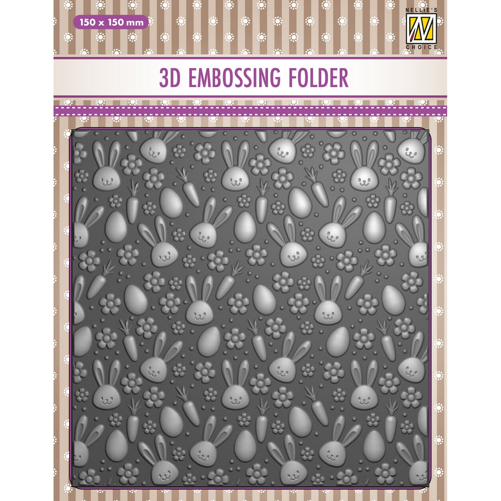 Nellie's choice • 3d embossing folder achtergrond konijnen wortelen 15x15cm