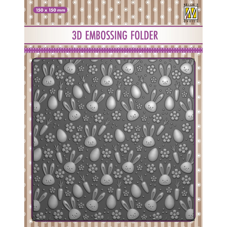 Nellie's choice • 3d embossing folder achtergrond konijnen wortelen 15x15cm