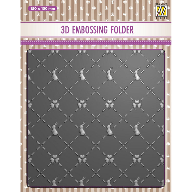 Nellie's choice • 3d embossing folder achtergrond konijnen en klavers 15x15cm