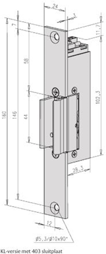 Effeff 914ukl elektrische inbouw glasdeuropener type 914u | spanningsloos vergrendeld | met diode | fix |12 of 24v=~ | 100% ed | din links en din rechts. - 10027399