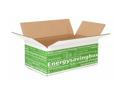 Energiebespaarbox doos met opdruk