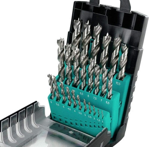 Ent duradrill 25-dlg. houtboorset 1-13mm, hele en halve maten - 7909225