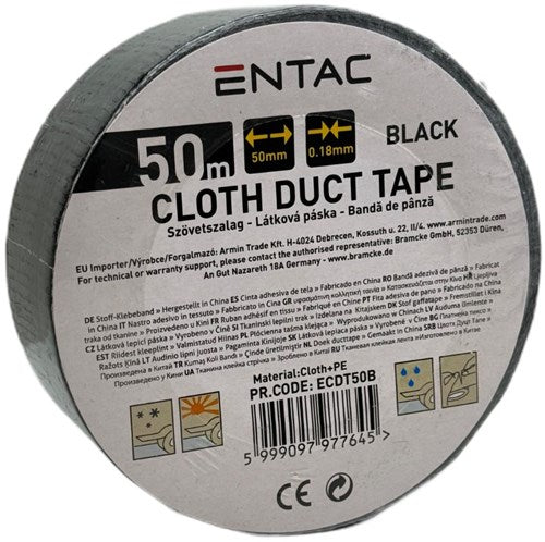 Enzo entac reparatietape 50mm rol 50m zwart - 4139544