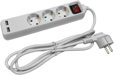 Enzo entac tcd ra 3v 1,5m snoer met 2xusb +schakelaar wit - 6872632