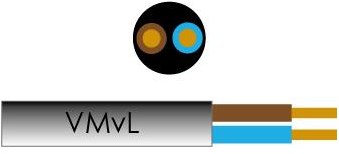 Enzo kabel vmvl rond 2x1,00 qmm zwart - 1227275