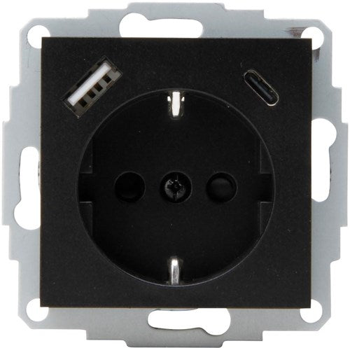 Enzo kopp hk07 antraciet inbouw stopcontact | ra + usb +usb-c - 4623113