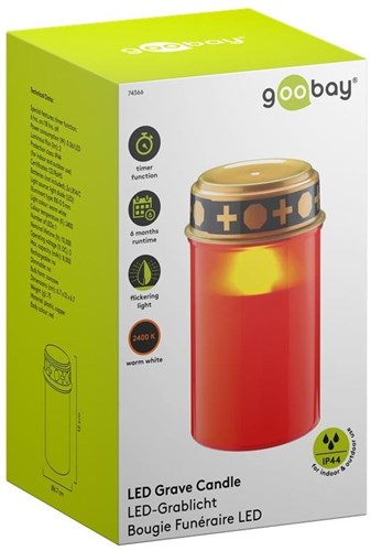 Enzo led rouwlicht | 12cm met timer | rood (excl. 2xc batterij) | herinneringslicht | graflicht | rouwlicht - 5099410