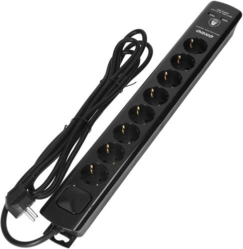 Enzo overspanningbeveiliger | 8-voudig | 3m | 2x usb zwart - 3873780