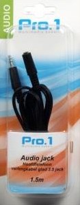 Enzo pro-1 hoofdtelefoon verlengkabel glad 3,5 jack 1,5 meter 9212503 - afbeelding 1