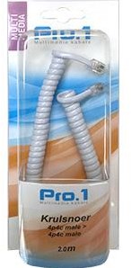 Enzo pro-1 krulsnoer 4p4c naar 4p4c wit 2.0 meter 9297050
