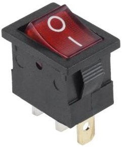 Enzo wipschakelaar 1p aan-uit klein zwart rood verlicht 7430715