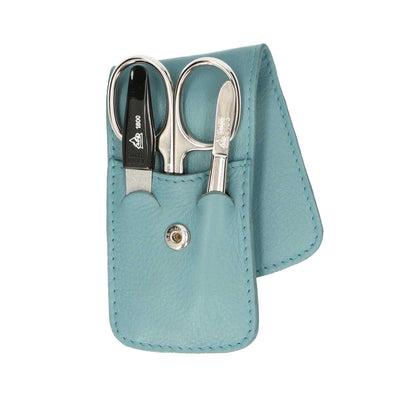 Erbe solingen 3-delige manicure etui met drukknoopsluiting lichtblauw (erbe9203)