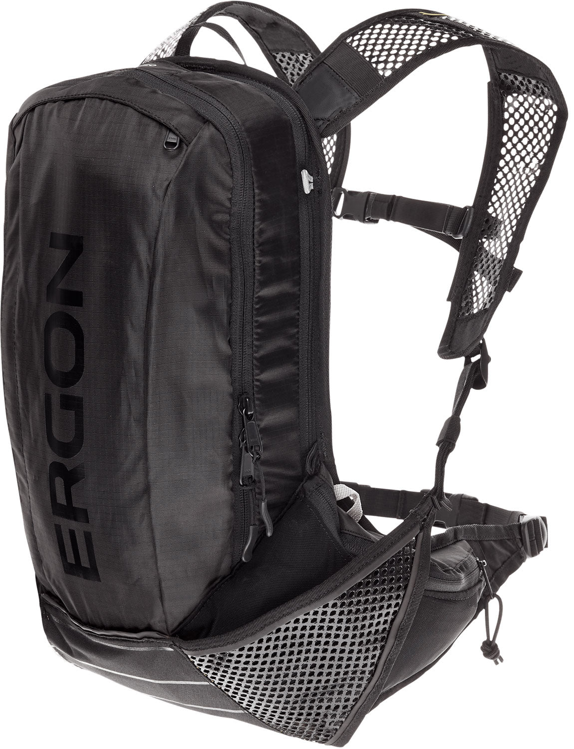 Ergon BX2 Evo Rugtas Zwart - Lichtgewicht - Geschikt voor dagtochten - 10 + 1.5L volume - Waterdicht - Polyester Nylon - Anders bevestigingssysteem - Inclusief regenhoes