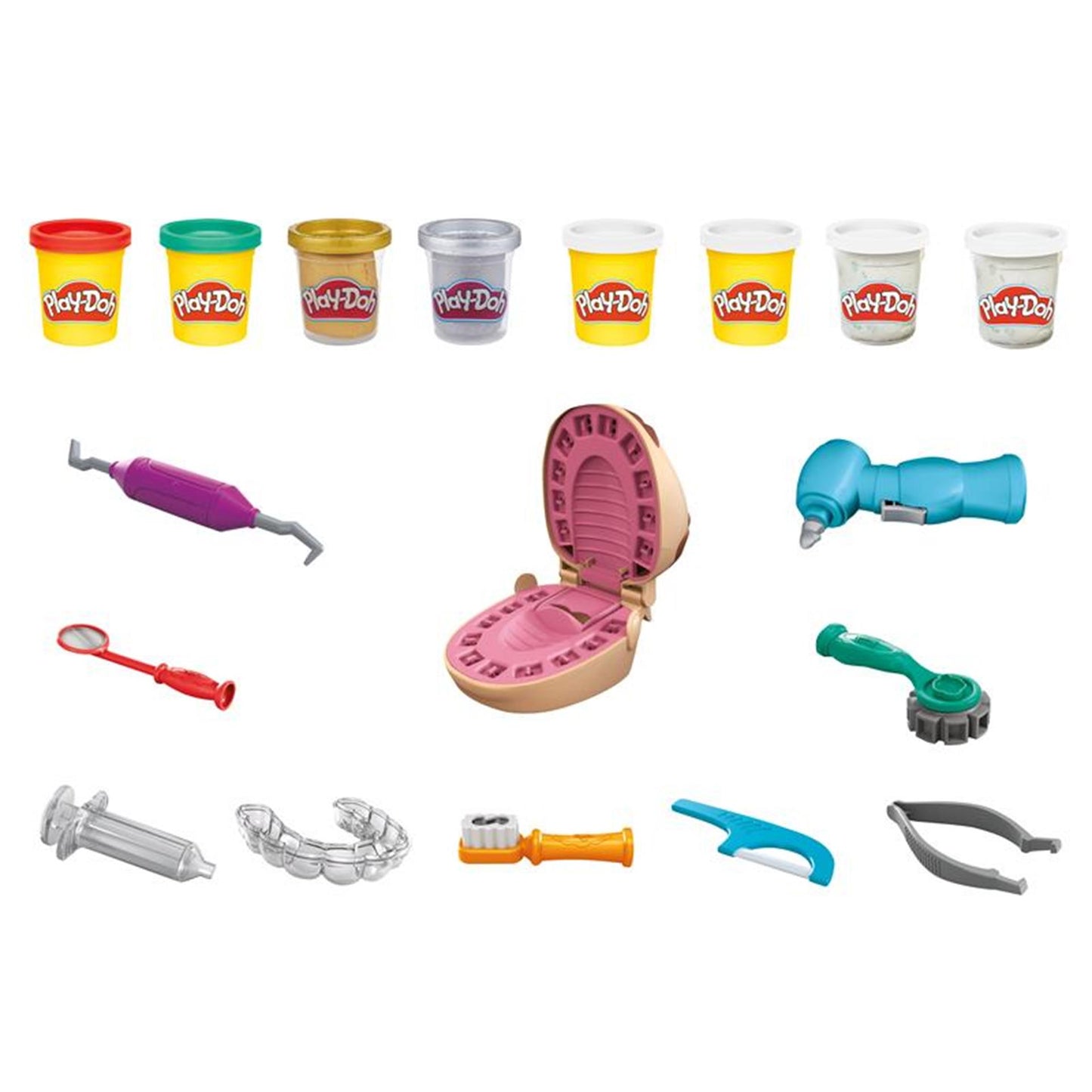 Play-doh top tandarts speelset - boetseerklei - 8 potjes - knutselen voor kinderen