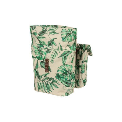 Basil Ever-Green dubbele fietstas, gerecycled PET, waterkerende vouwsluiting, unisex, fiets, sandshell beige