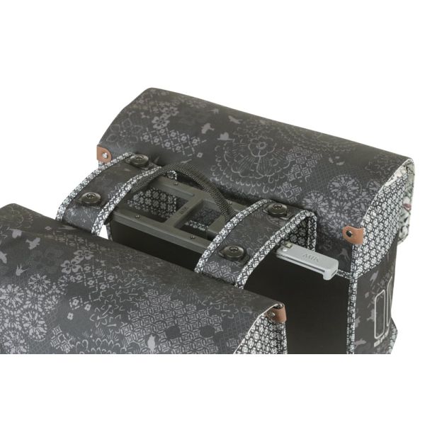 Basil dubbele fietstas bohème mik 35 liter - zwart charcoal