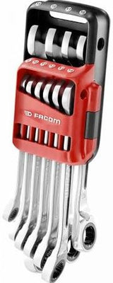 Facom set 10 anti slip steekringratelsleutels, metrisch, in houder - 467b.jp10pb - afbeelding 1