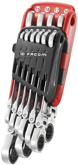 Facom set van 10 scharnierende steekringratelsleutels in houder - 467bf.jp10pb - afbeelding 1