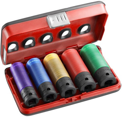 Facom set van 5 alu doppen 15 mm - 22 mm in dbox - nsi.5lpb