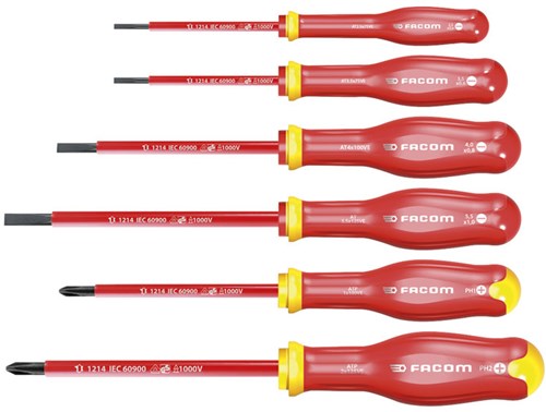 Facom set van 6 1000v schroevendraaiers sleuf ph - atpve.j6pb