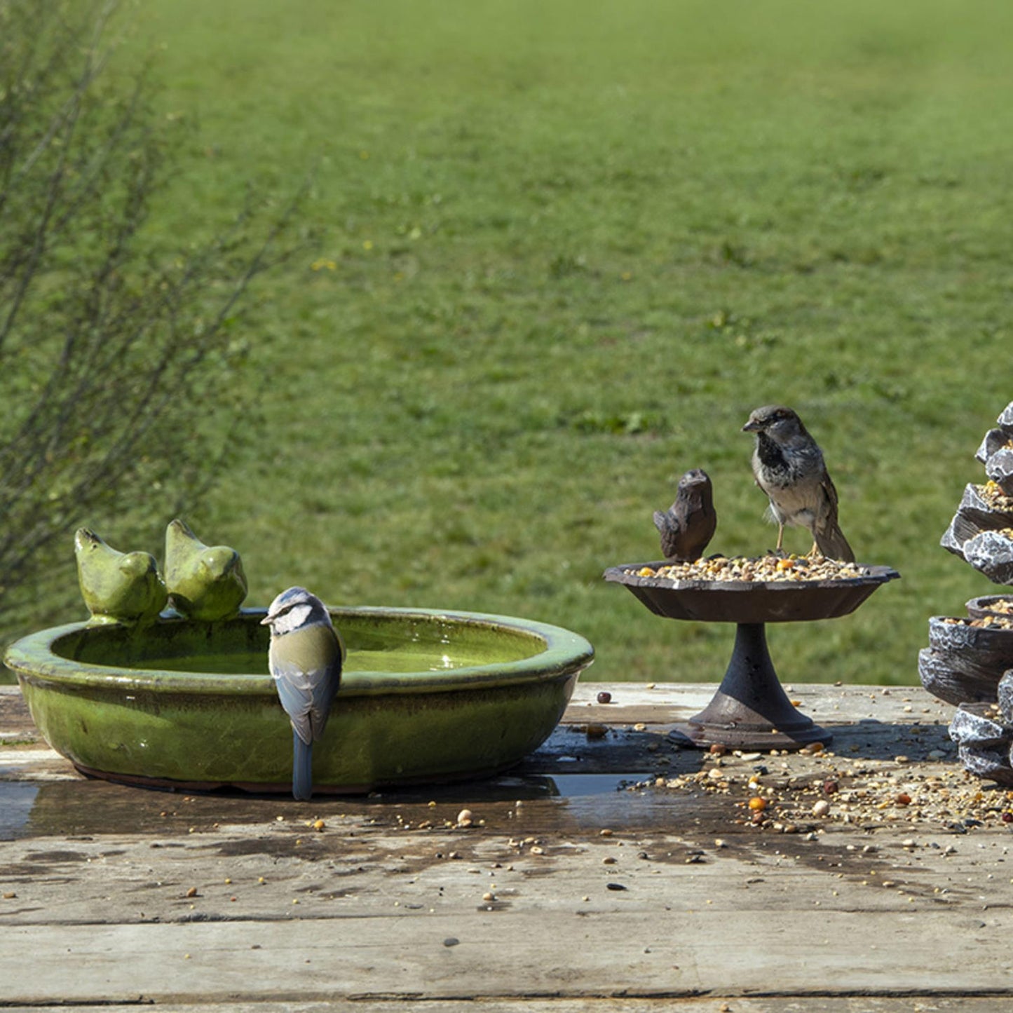 Esschert design vogelbad keramiek rond groen