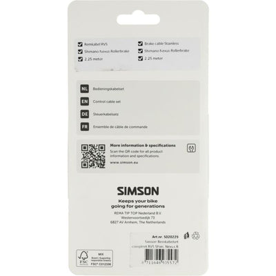 Simson remkabelset compleet shimano nexus rollerbr. rvs zwart