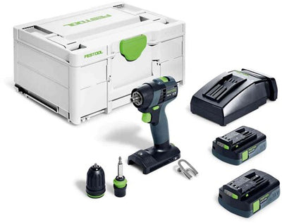 Festool txs 18 c 3,0-plus | accu schroefboormachine 18v in sys3 m 187 (2x 3.0ah accu + tcl 6 snellader) - 576895