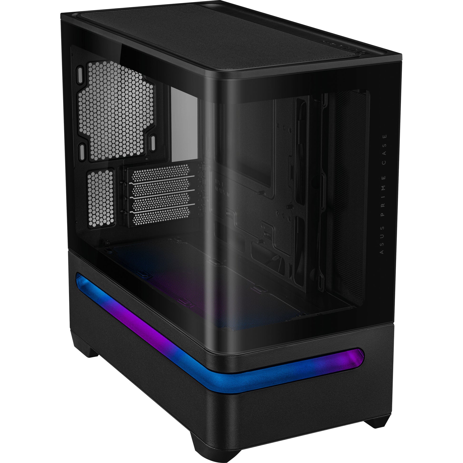 Asus prime ap202 midi tower behuizing (zwart | 2x usb-a | 1x usb-c | rgb | tempered glass)
