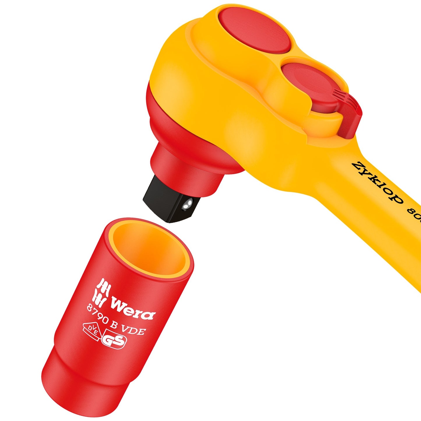 Wera 8100 sb vde 1 zyklop ratelset gereedschapsset (rood geel, 17-delig, geïsoleerd, voorzien van omschakelpal, 3 8 aandrijving, metrisch)