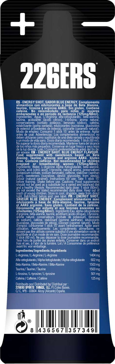 226ers energy shot mid 125mg caffeine blue energy stick 60ml