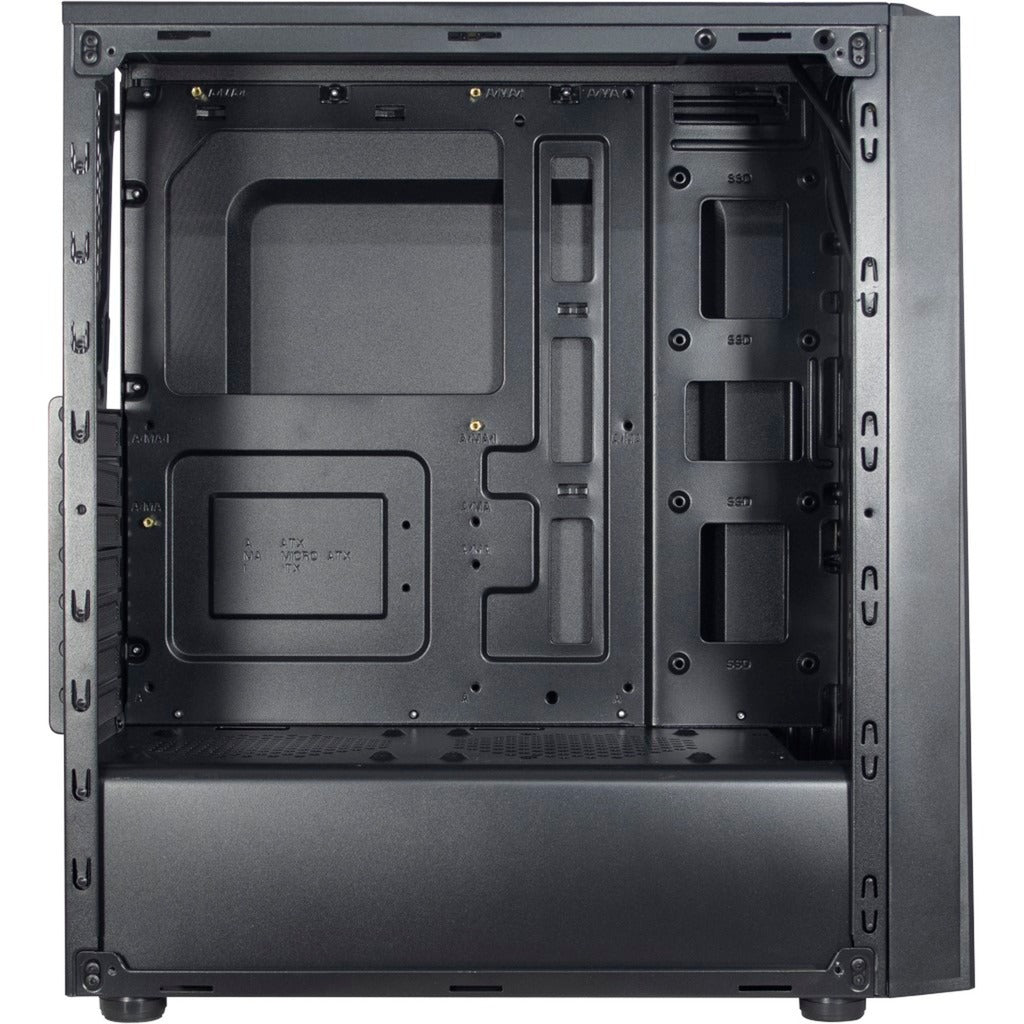 Inter-tech t-11 televen midi tower behuizing (zwart | 3x usb-a | window)
