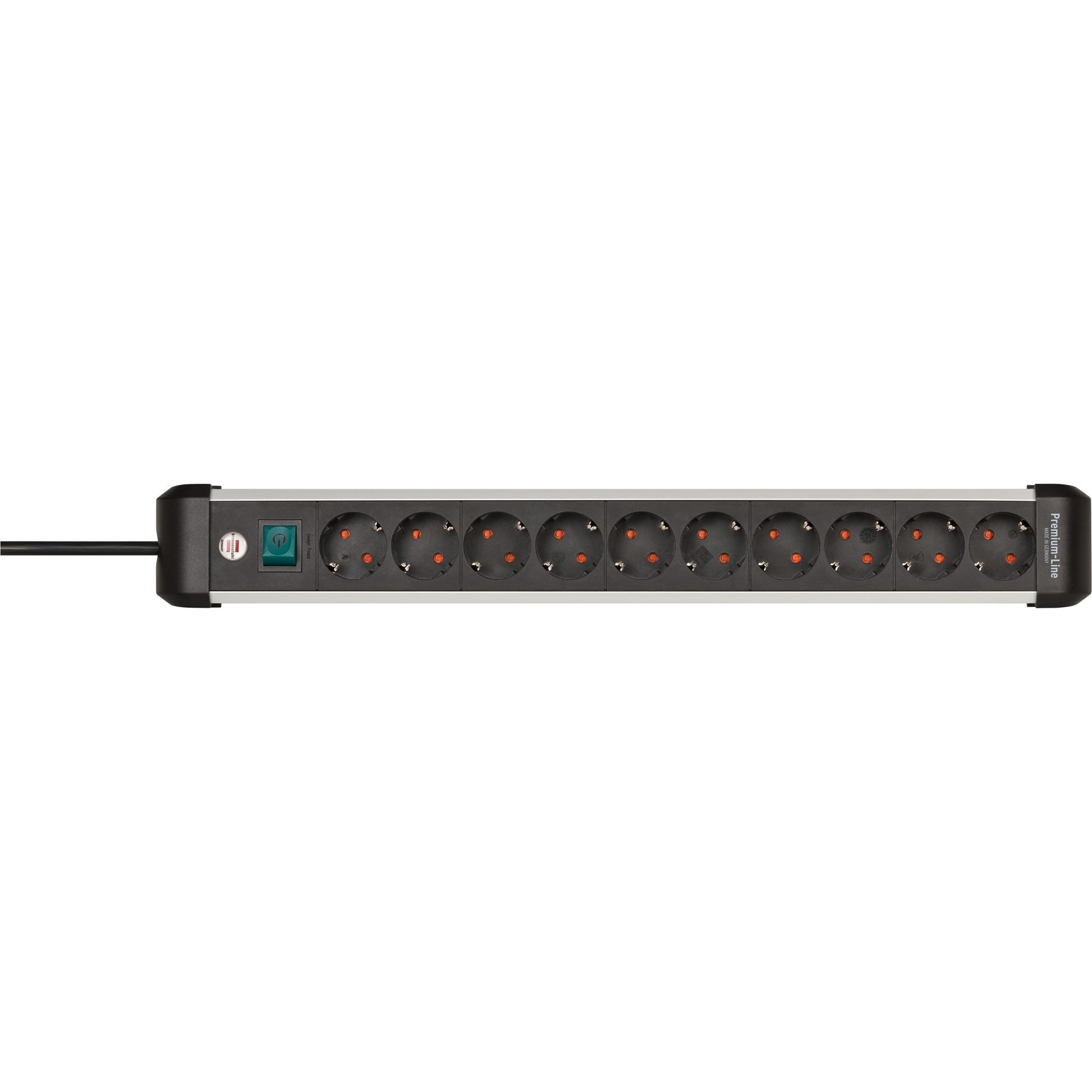 Brennenstuhl premium-alu-line stekkerdoos 10-voudig schakel stekkerdoos (zwart zilver)