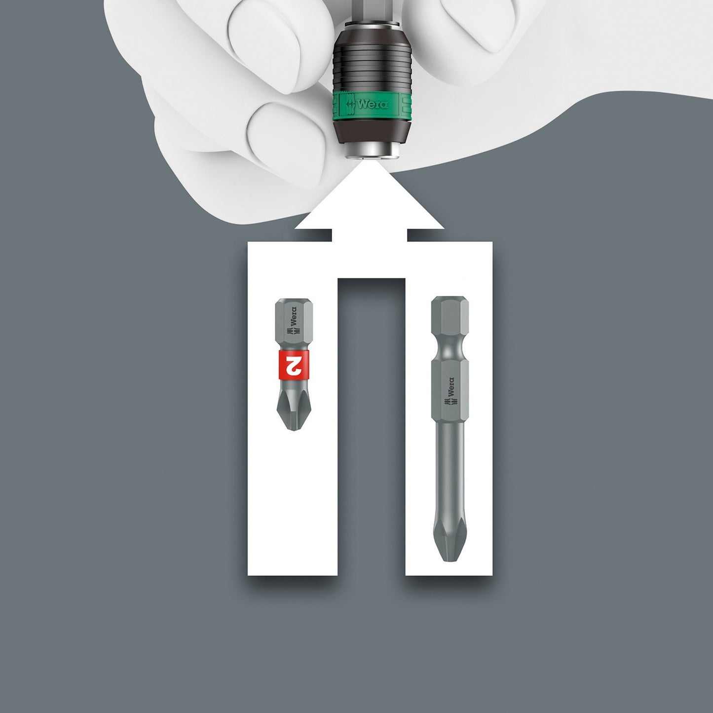 Wera bits-handhouder 813 r met rapidaptor bithouder schroevendraaier (zwart groen, 90mm)