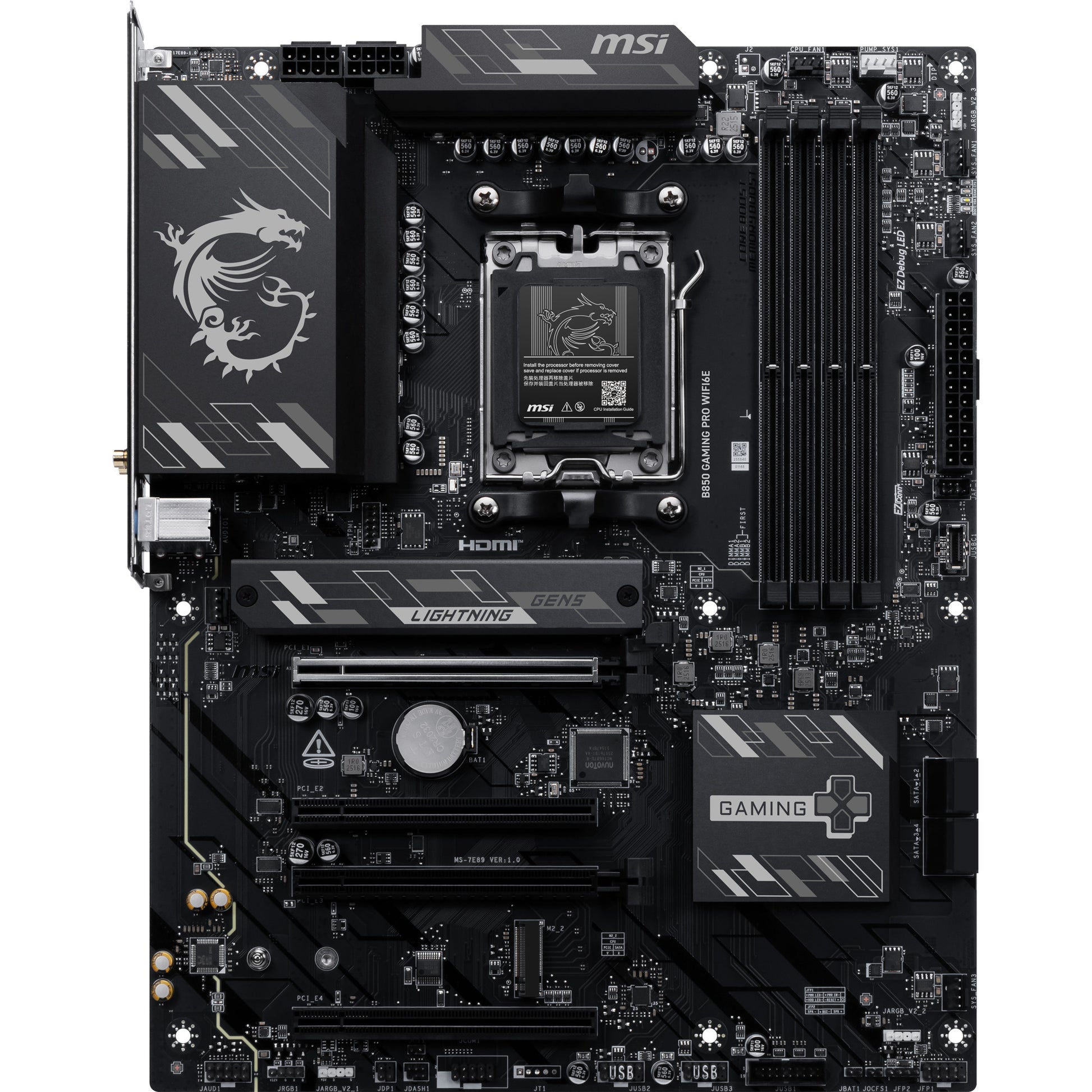 Msi b850 gaming pro wifi6e socket am5 moederbord (zwart, raid, 2.5gb-lan, wi-fi 6e, bt, sound, atx)
