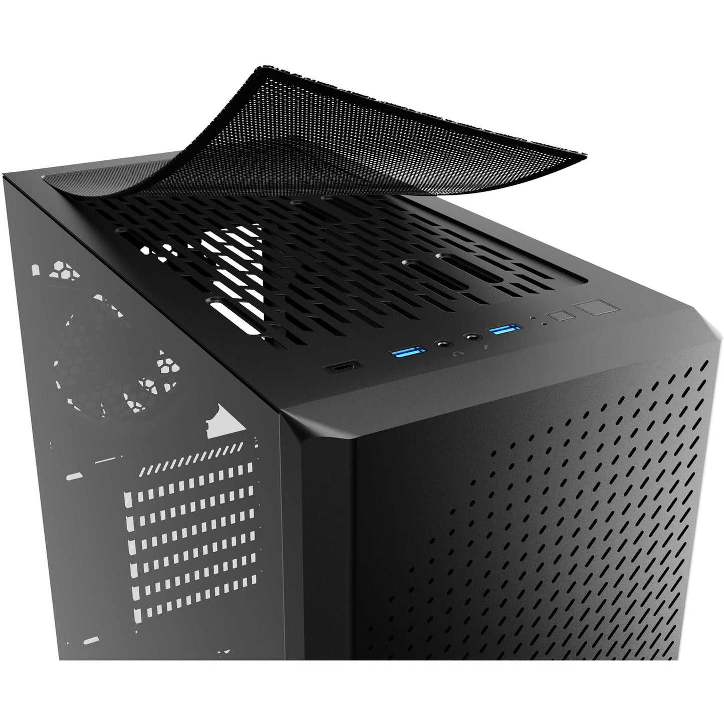 Sharkoon vs9 rgb black midi tower behuizing (zwart | 2x usb-a | 1x usb-c | rgb | tempered glass)