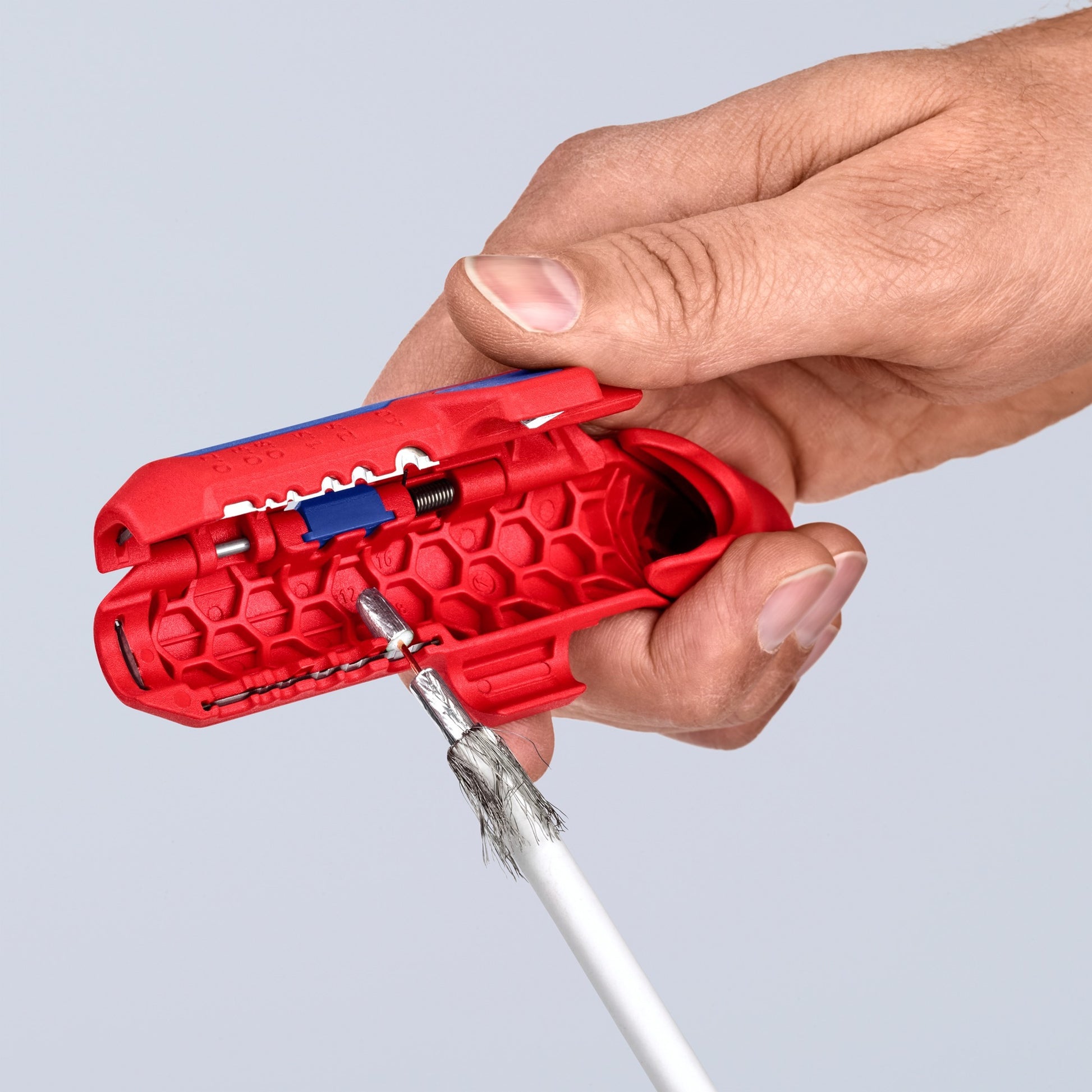 Knipex 16 95 01 sb ergostrip kabelstripper geschikt voor: ronde kabel, kabel voor vochtige ruimte, datakabel, coaxkabel