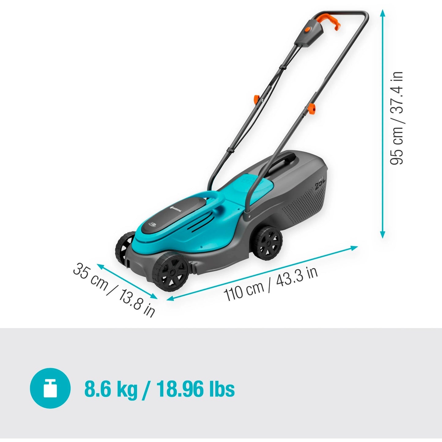 Gardena powermax 30 18v p4a read grasmaaier accu incl. oplader 18 v snijbreedte max. 300 mm