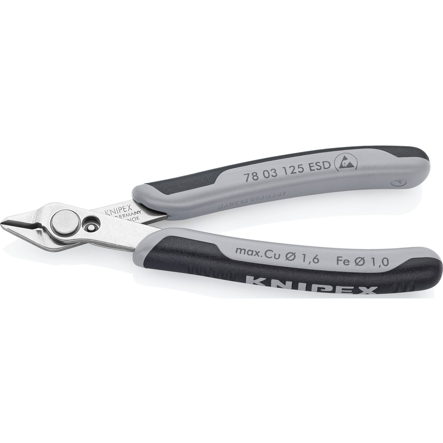 Knipex electronic super knips esd 78 13 125 esd elektronica-tang (grijs)