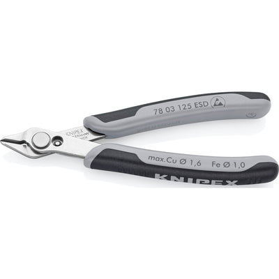 Knipex electronic super knips esd 78 13 125 esd elektronica-tang (grijs)