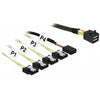 Delock mini sas hd sff-8643 > 4x sata 7-pin adapter (zwart, 1 meter + sideband 1 m metal)