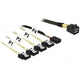 Delock mini sas hd sff-8643 > 4x sata 7-pin adapter (zwart, 1 meter + sideband 1 m metal)
