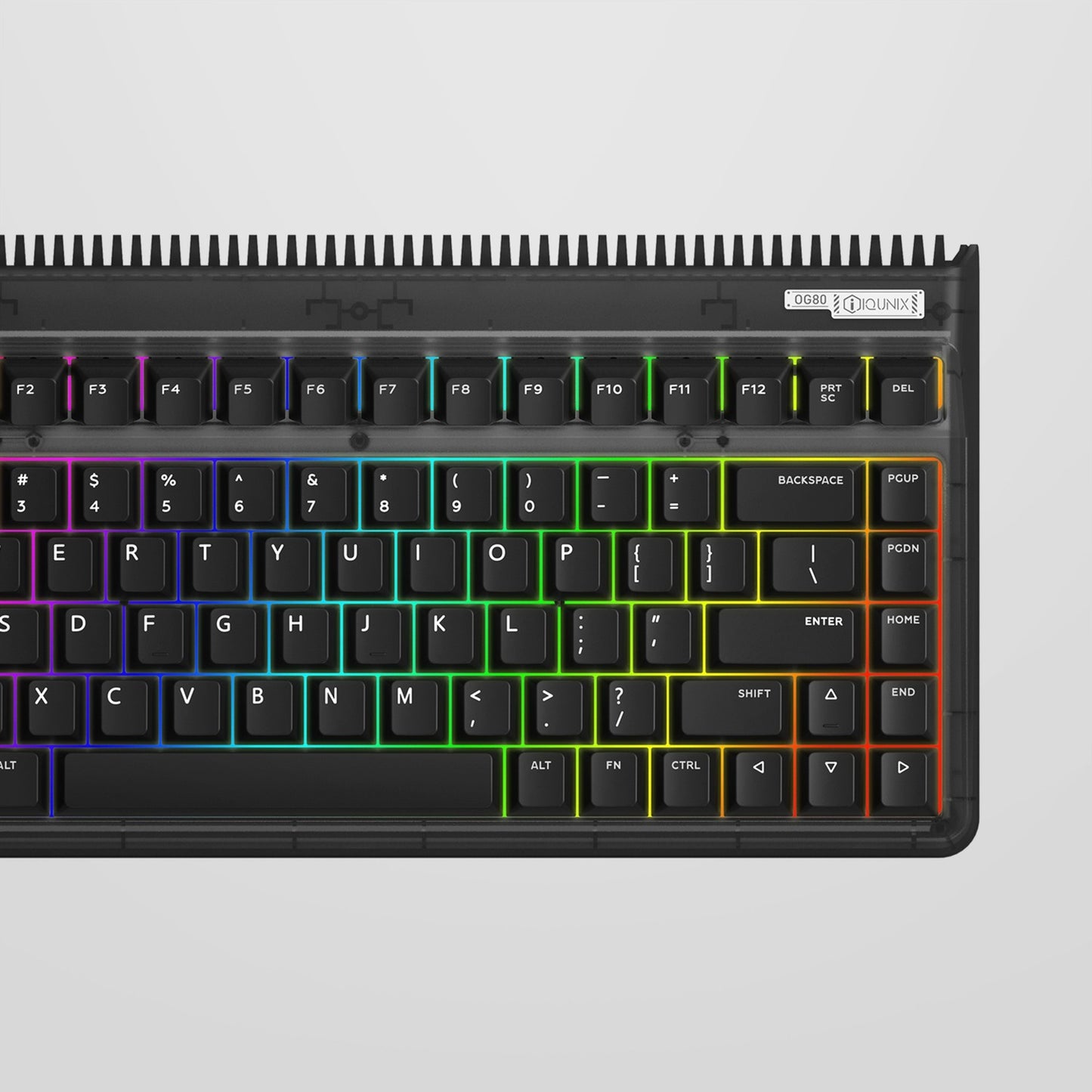 Iqunix og80 dark side wireless mechanical keyboard (zwart, us lay-out (qwerty), cherry mx brown, 80% (tkl), rgb leds, hot-swappable, pbt, 2.4ghz | bluetooth 5.1 | usb-c)