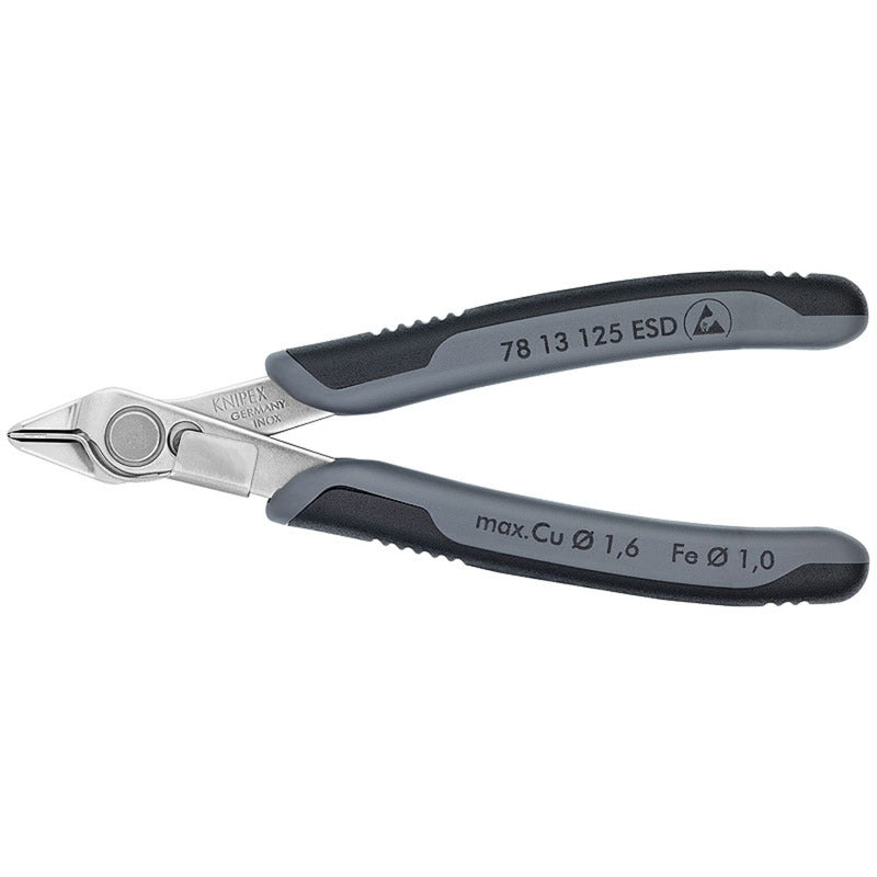 Knipex electronic super knips esd 78 13 125 esd elektronica-tang (grijs)