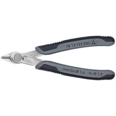 Knipex electronic super knips esd 78 13 125 esd elektronica-tang (grijs)