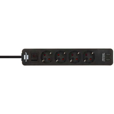 Brennenstuhl ecolor 4-voudige stekkerdoos met 2 usb-laadaansluitingen stekkerdoos (wit zwart, 2x usb-c)