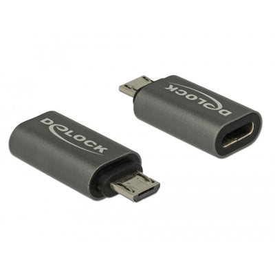 Delock adapter usb 2.0 micro-b male to usb type-c 2.0 female (antraciet)