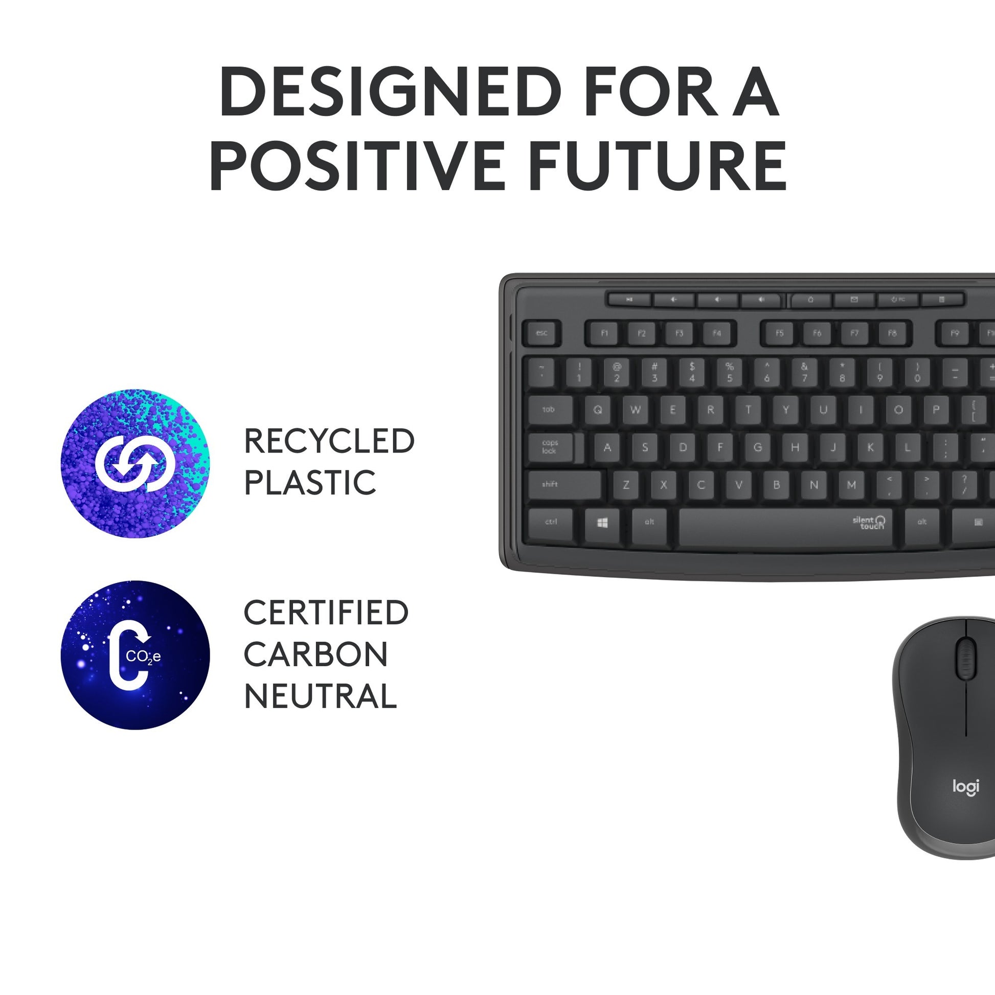 Logitech mk295 silent wireless keyboard and mouse combo desktopset (zwart, us-international lay-out (qwerty), 100%)