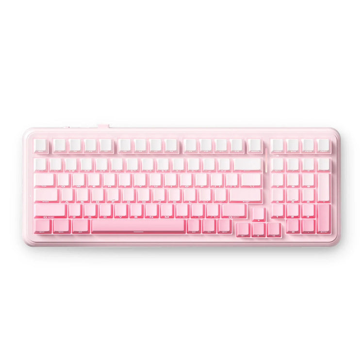 Mchose k99 v2 wireless gasket mount mechanical keyboard (lichtroze, us lay-out (qwerty), kailh box icy creamsicle, 99%, rgb, pbt keycaps, hot-swap, 2.4 ghz | bluetooth | usb-c)